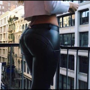 Black leather looking pants